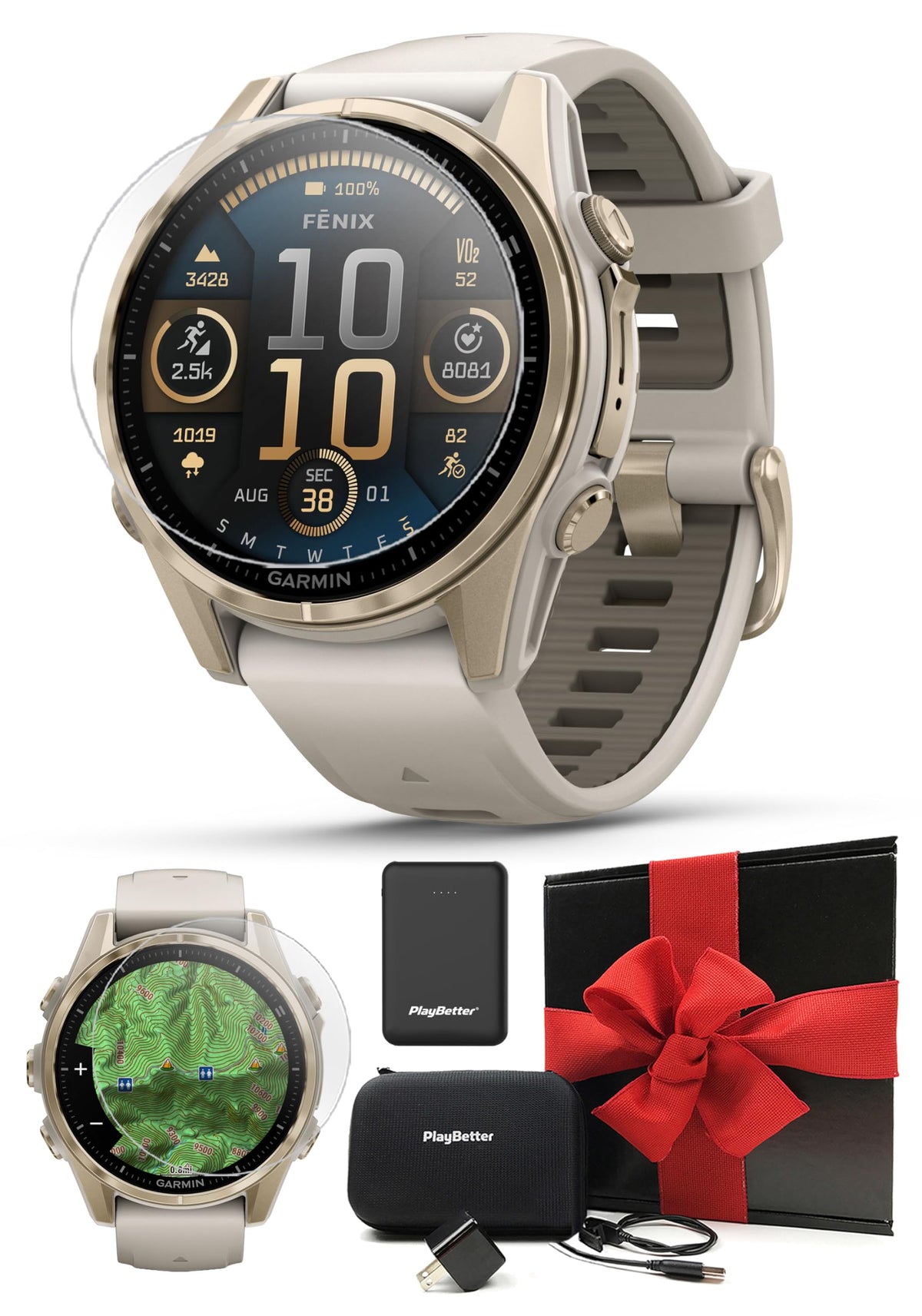 Garmin fenix 8 (Carbon Gray, 51mm) AMOLED Sapphire GPS Watch Gift Box