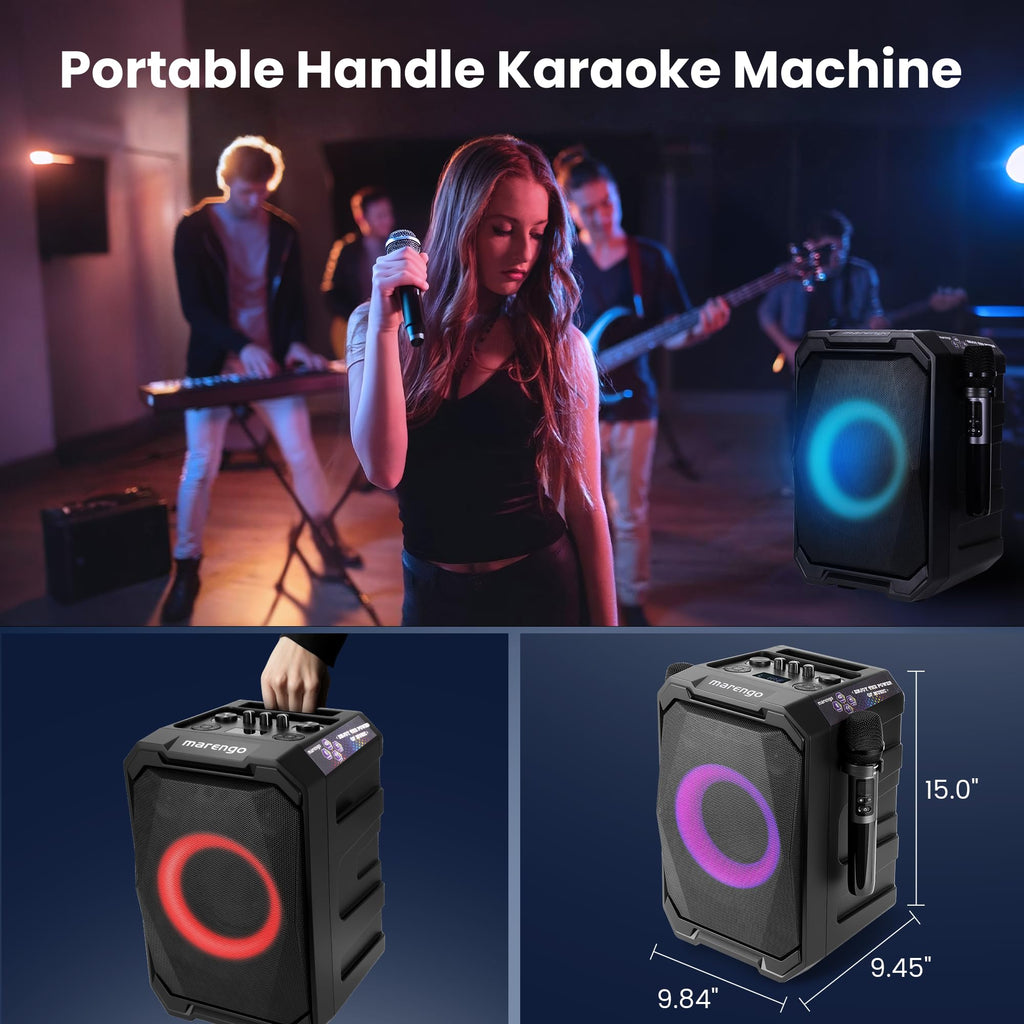 Karaoke Machine for Adults with 2 Wireless Microphones, 800W Peak Speaker