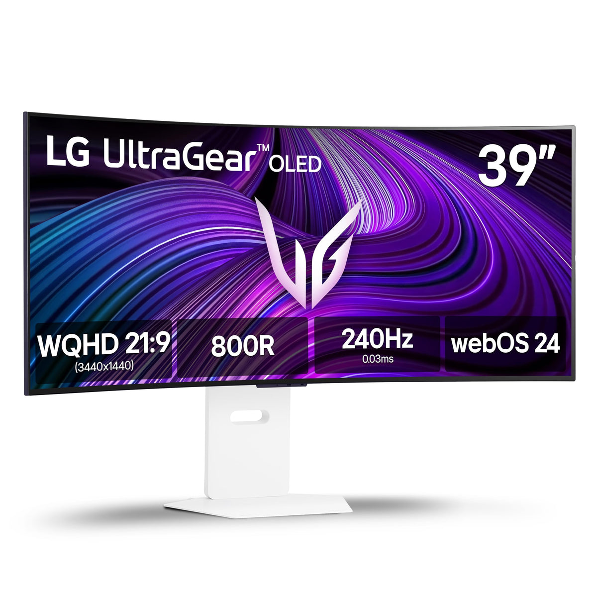 LG 39GX90SA-W 39-inch Ultragear WQHD (3440 x 1440) OLED Curved Gaming Monitor 240Hz, 1ms, NVIDIA G-Sync Compatible, AMD FreeSync Premium, VESA DisplayHDR True Black 400, webOS, USB Type-C, White