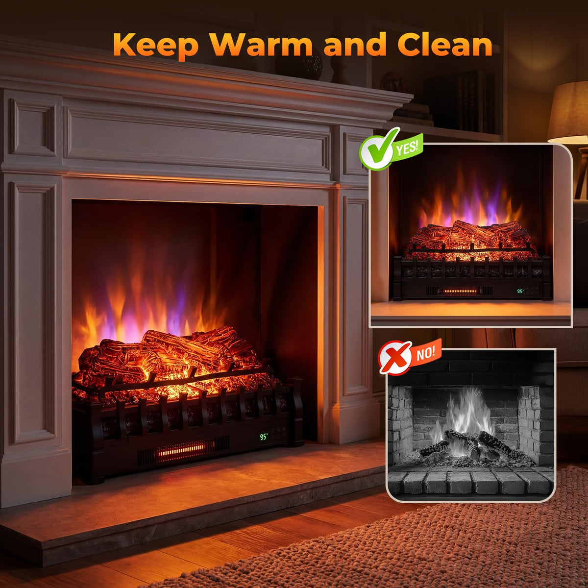 Tangkula 26" Smart Electric Fireplace, Compatible with Alexa, WiFi Enabled