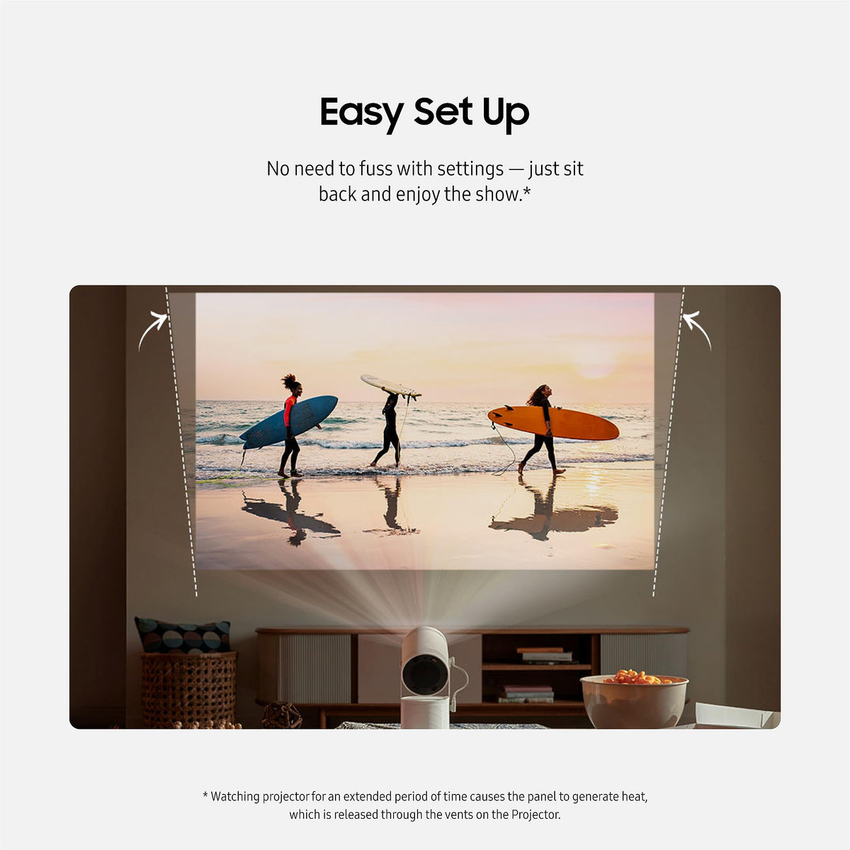 SAMSUNG 30-100 Inch The Freestyle 2nd Gen with Gaming Hub Smart Portable Projector, FHD, HDR, Home Theater Experience with Large Screen, 360 Sound, SP-LFF3CLAXXZA, 2023 Model