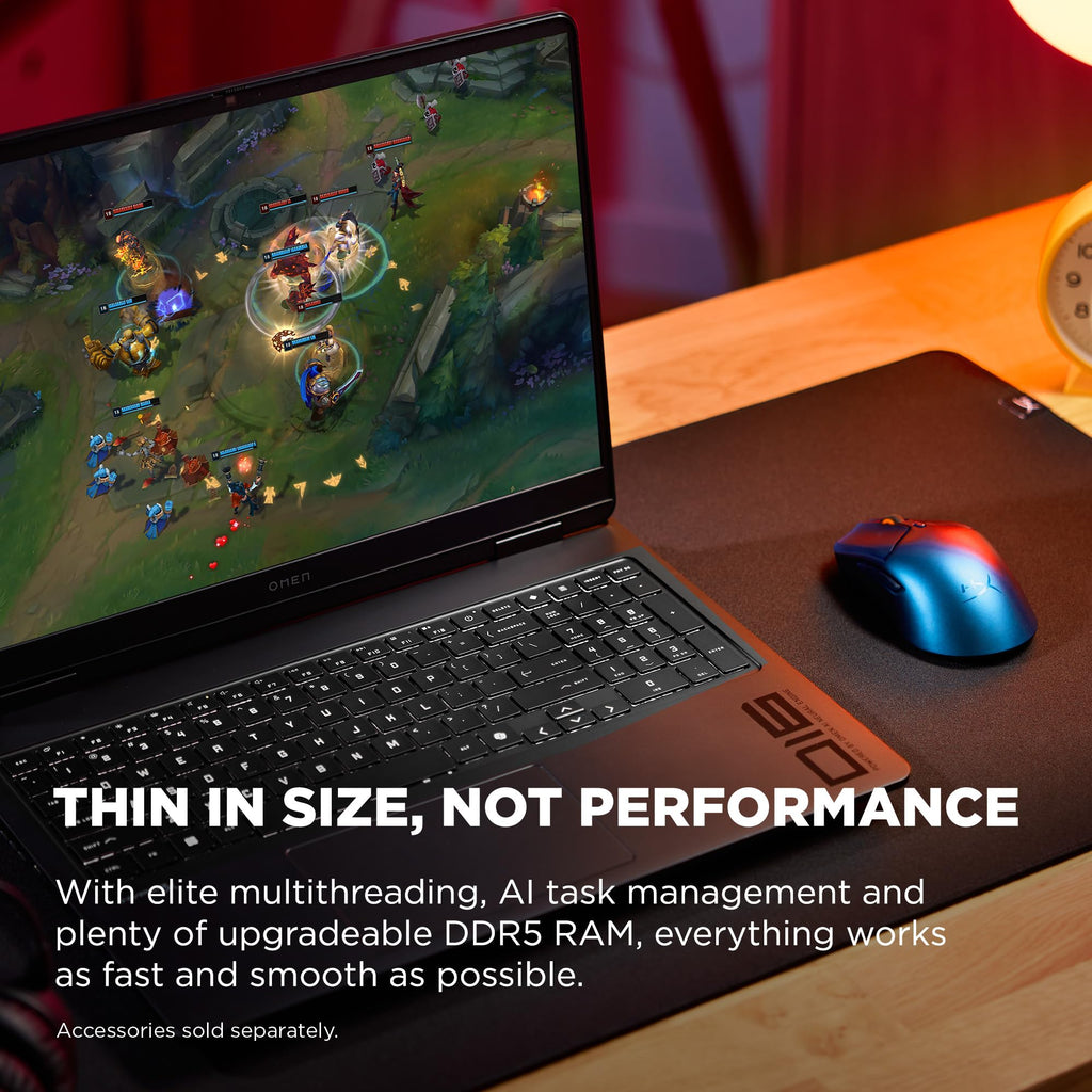 HP OMEN 16 inch Slim Gaming Laptop, 2K 165Hz Display, Intel Core Ultra 7-255H, 16 GB RAM, 512 GB SSD, NVIDIA GeForce RTX 5060 GPU (8 GB Dedicated), Windows 11 Home, Shadow Black, 16-an0000nr