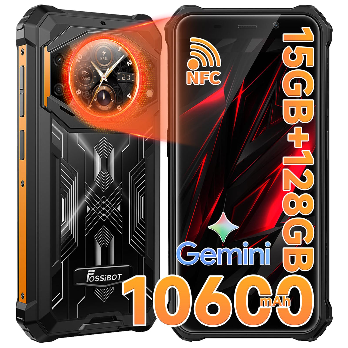 FOSSIBOT F101 Pro Rugged Phone Unlocked, 10600mAh Battery Phone