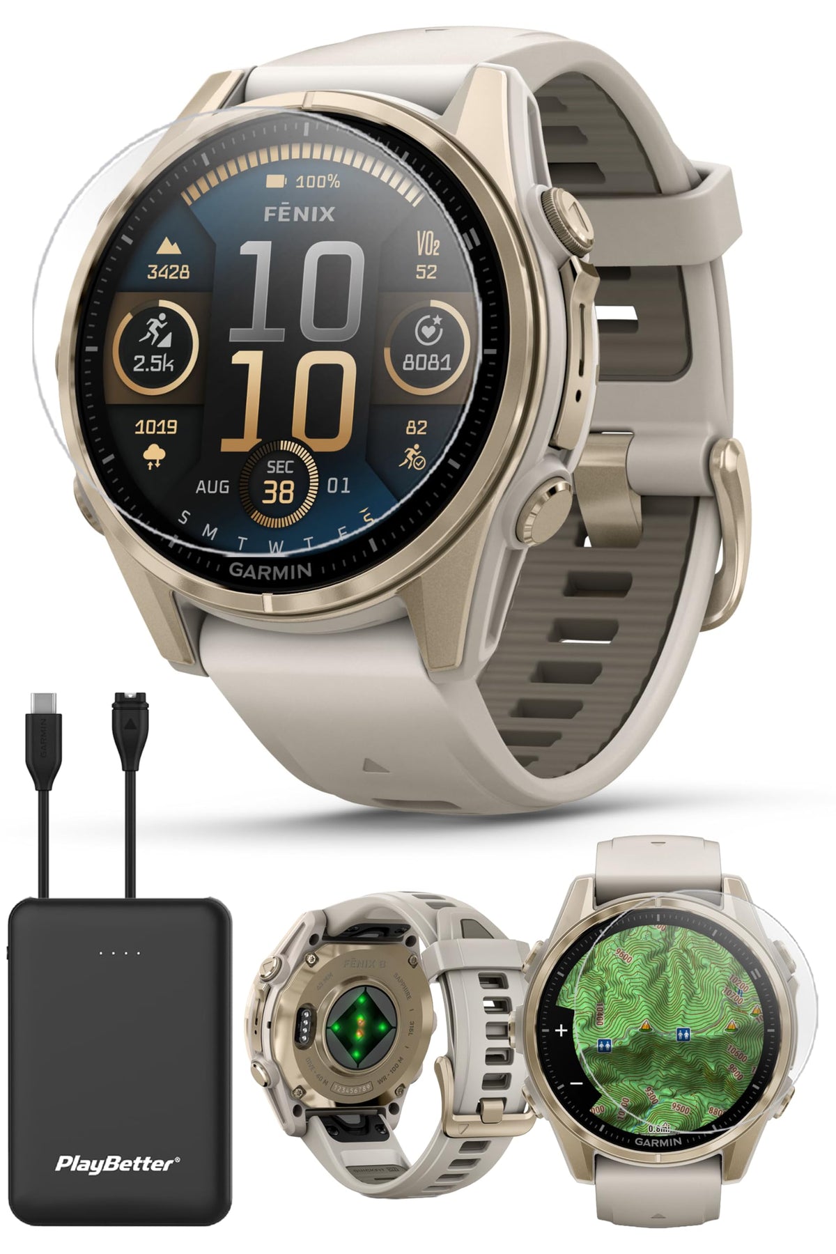 Garmin Fenix 8 (Amp Yellow, 51mm) Solar Sapphire GPS Watch Bundle