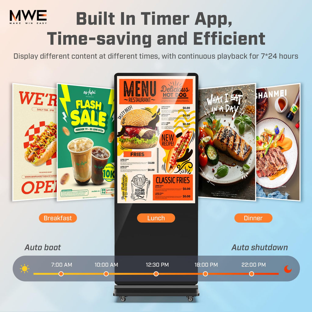 MWE 55 Inch 4K Touchscreen Kiosk, Indoor Floor Standing Digital Signage Displays, Advertising Display LCD Totem, Interactive Display Poster Android System with Auto Media Player