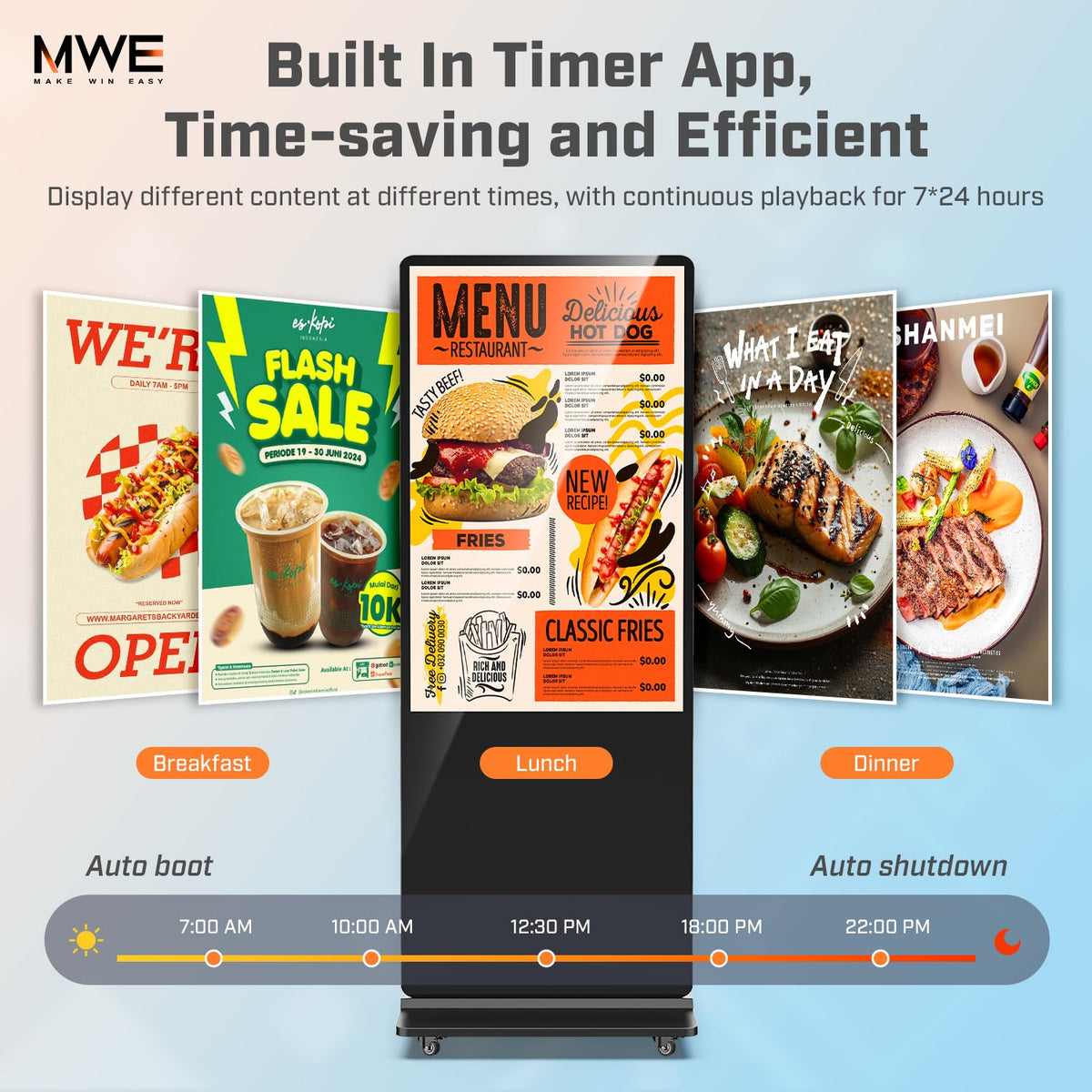 MWE 55 Inch 4K Touchscreen Kiosk, Indoor Floor Standing Digital Signage Displays, Advertising Display LCD Totem, Interactive Display Poster Android System with Auto Media Player