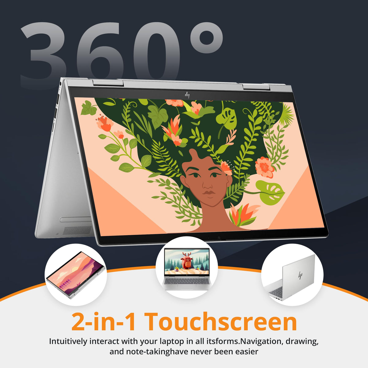 HP Envy x360 2-in-1 14" FHD Touchscreen Laptop, Intel i7-1355U, 16GB RAM, 1TB SSD, Backlit Keyboard, 5MP Camera, Fingerprint Reader, Wi-Fi 6E, Win 11, Silver