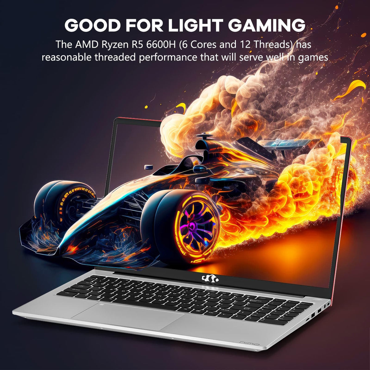 NIMO 15.6" IPS FHD-Gaming-Laptop, 6 Cores AMD Ryzen 5 6600H 16GB DDR5 RAM 1TB SSD (Beat i7-1165G7, Up to 4.5GHz) AMD Radeon 660M GPU-Computer with 100W Type-C Backlit Keyboard Fingerprint