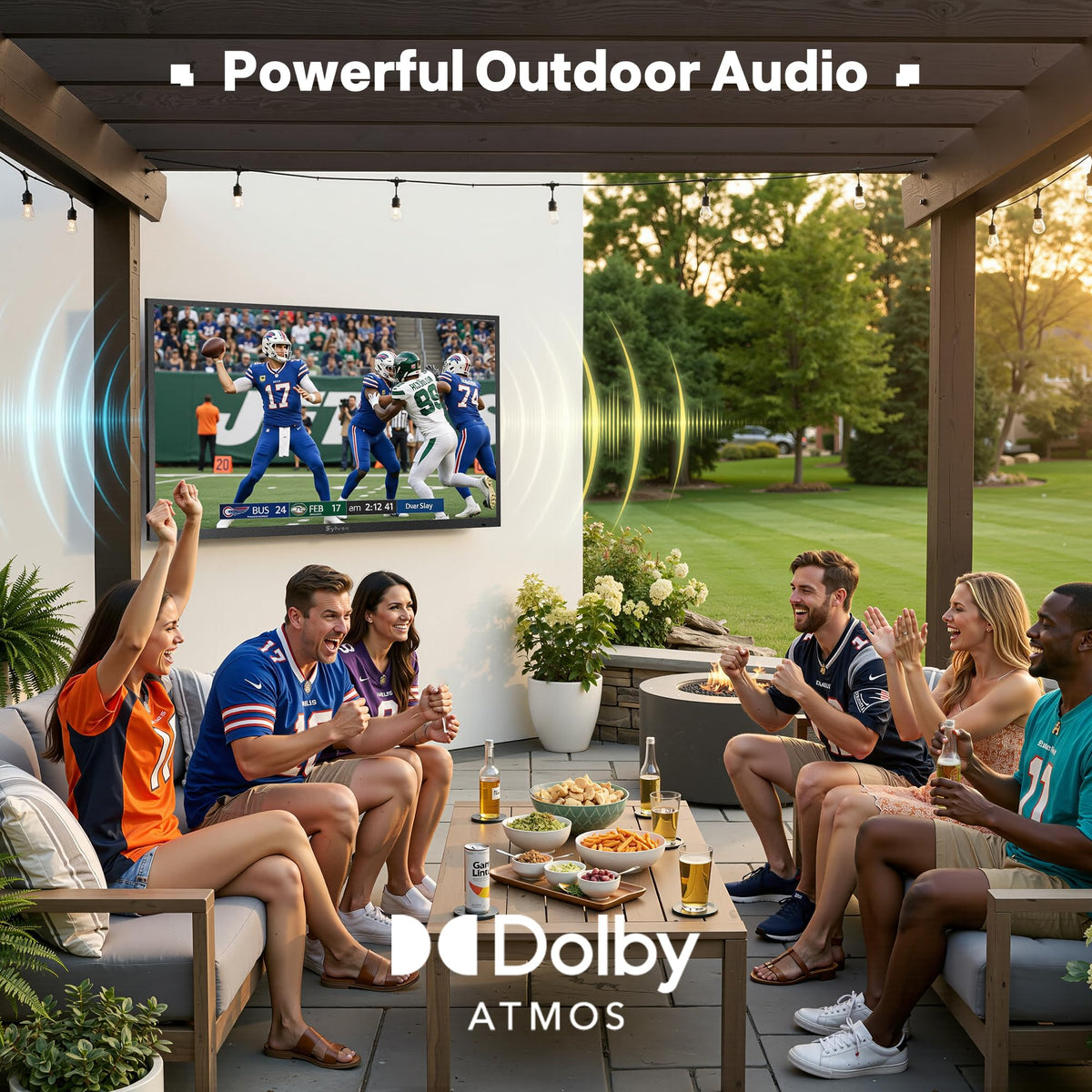 SYLVOX 65" Outdoor TV with Wall Mount, Anti‑Glare, Dolby Atmos, Google TV