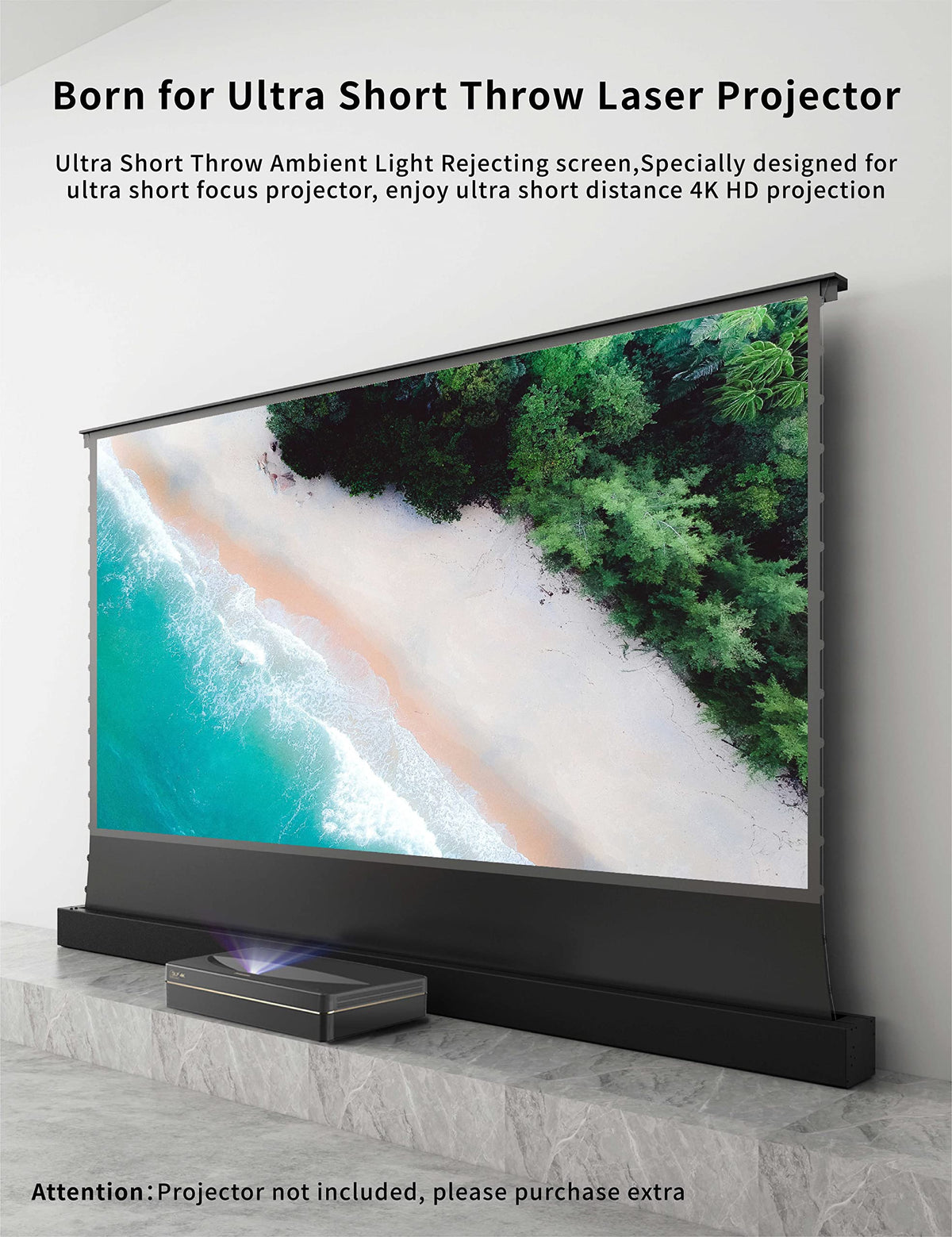 VIVIDSTORM-Home Cinema S PRO P 72 inches Portable Folding Stand Floor Rising Movie Screen Sound Transparent Perforated Ambient Light Rejecting Screen Compatible with UST Laser Projector,VSDSTUST72HP