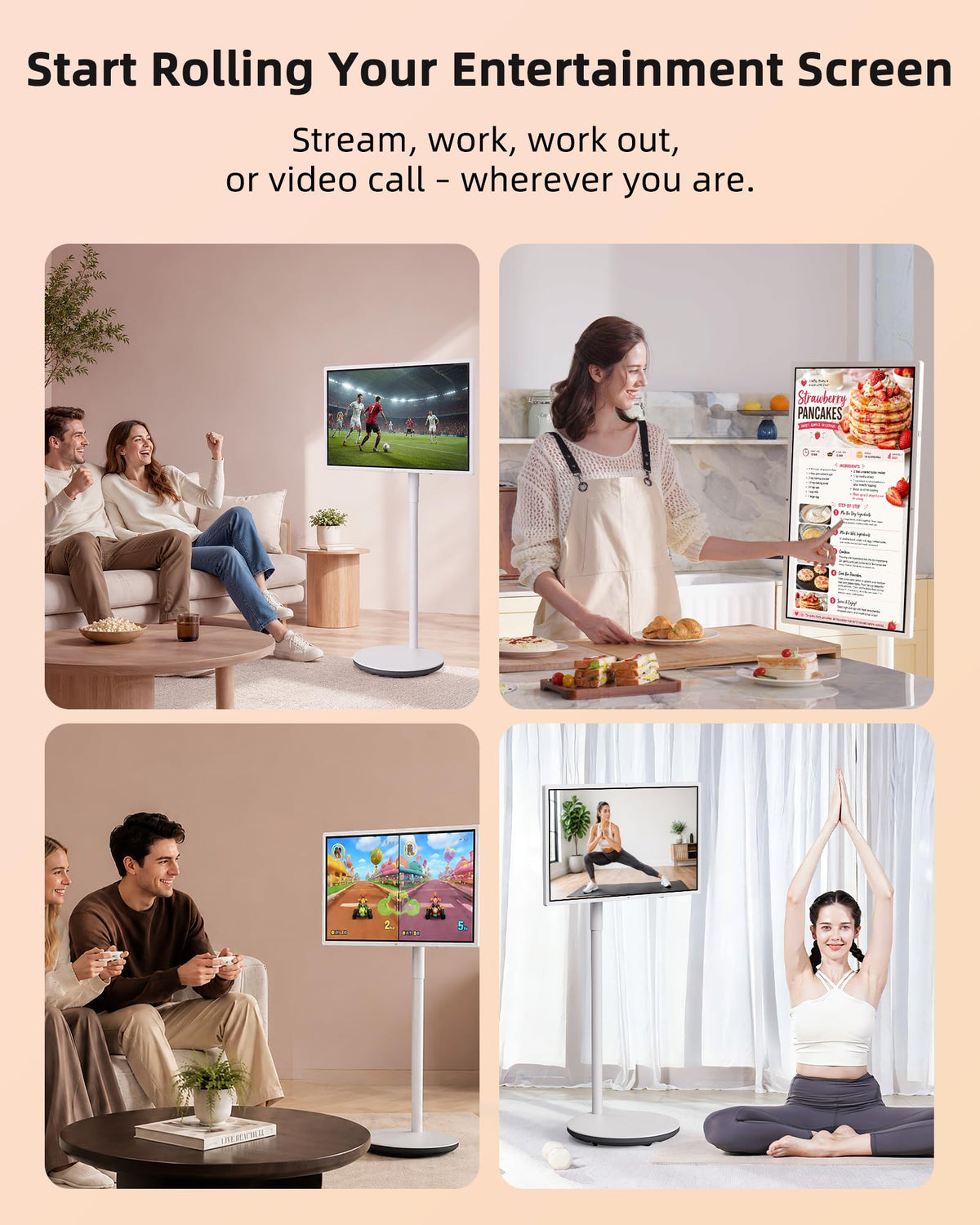 KTC MEGAPAD 32 Inch 4K Smart Portable Touchscreen TV on Wheels, A32Q7S