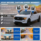 T5 3-Channel Truck Dash Cam System with 5" Touch Screen, 1080P Front & Side Blind Spot Cameras, 5G WiFi GPS Bluetooth & FM Audio, IP67 Waterproof IR Night Vision, 12V/24V for RVs & Trailers