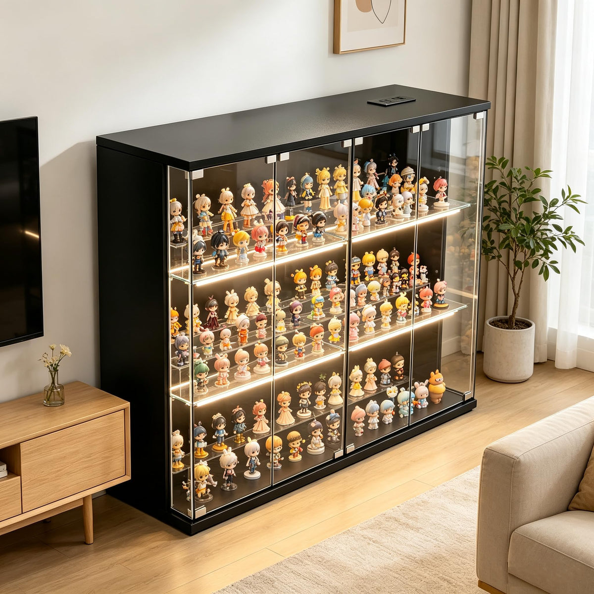 Takywep 3-Tier Display Cabinet with APP-Controlled RGB Lights