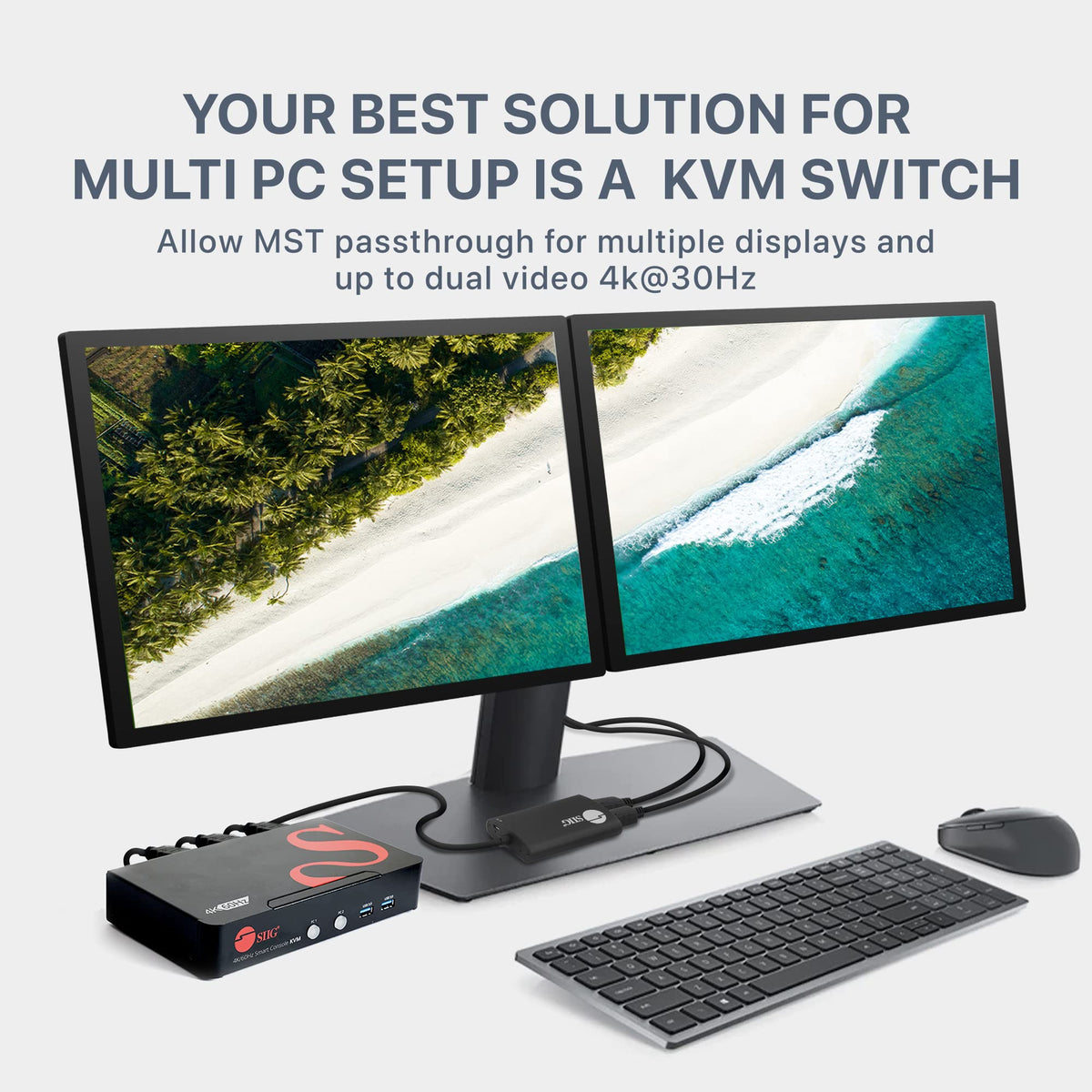 SIIG 2-Port 4K60 DisplayPort KVM, USB 3.0, TAA, CE-DP0F11-S1