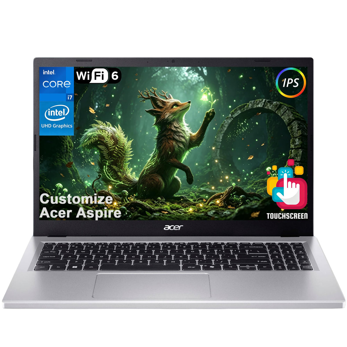 Delca Acer Aspire 15 AI Business Laptop | 15.6" FHD IPS Touchscreen | Intel 10-core Core i7-13620H | 32GB DDR5 512GB/1TB/2TB SSD | Camera USB-C Long Battery Life Customized Laptop Wi-Fi 6 Win 11