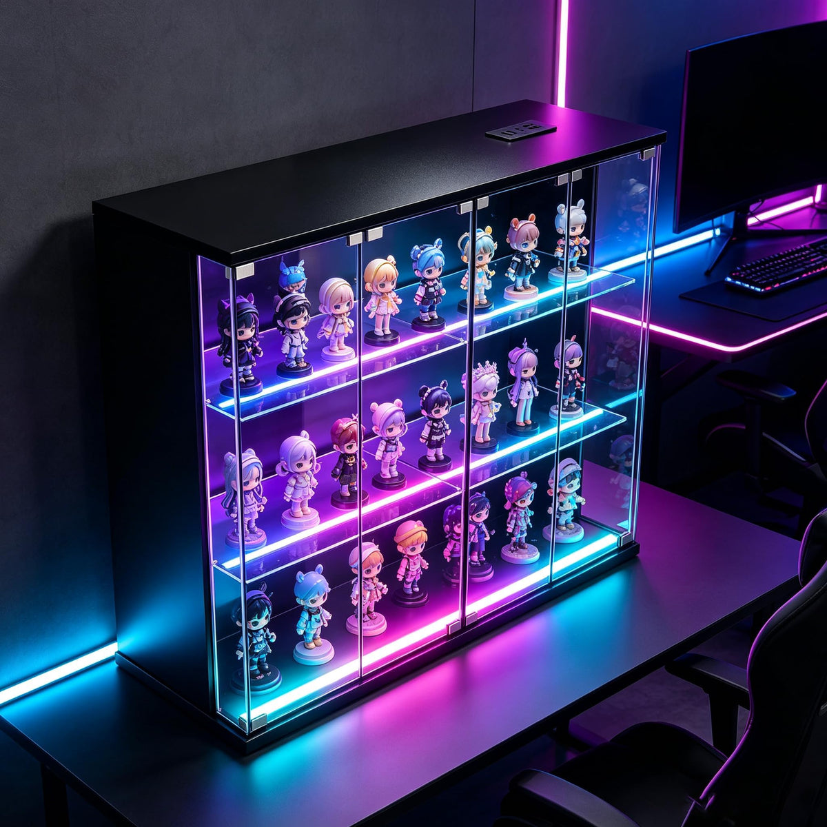 Takywep 3-Tier Display Cabinet with APP-Controlled RGB Lights