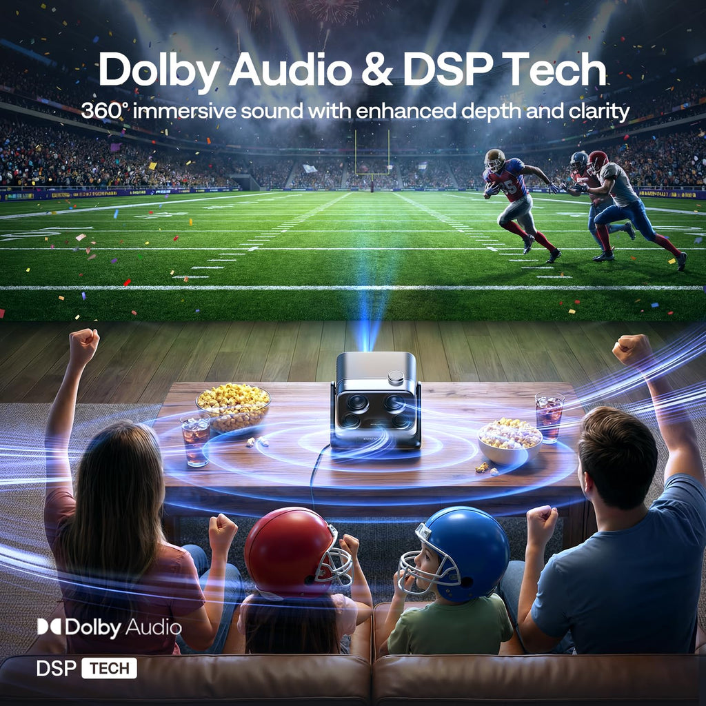 Aurzen BOOM mini Google TV Outdoor Smart Projector with 20W Dolby Audio