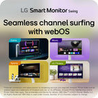 LG Smart Monitor Swing 32U889SA-W 32-Inch 4K UHD (3840x2160) IPS Touchscreen on a Fully Adjustable Wheeled Base HDR10, webOS, Built-in Speaker, HDMI, USB Type-C, Tilt/Height/Swivel/Pivot Stand, White