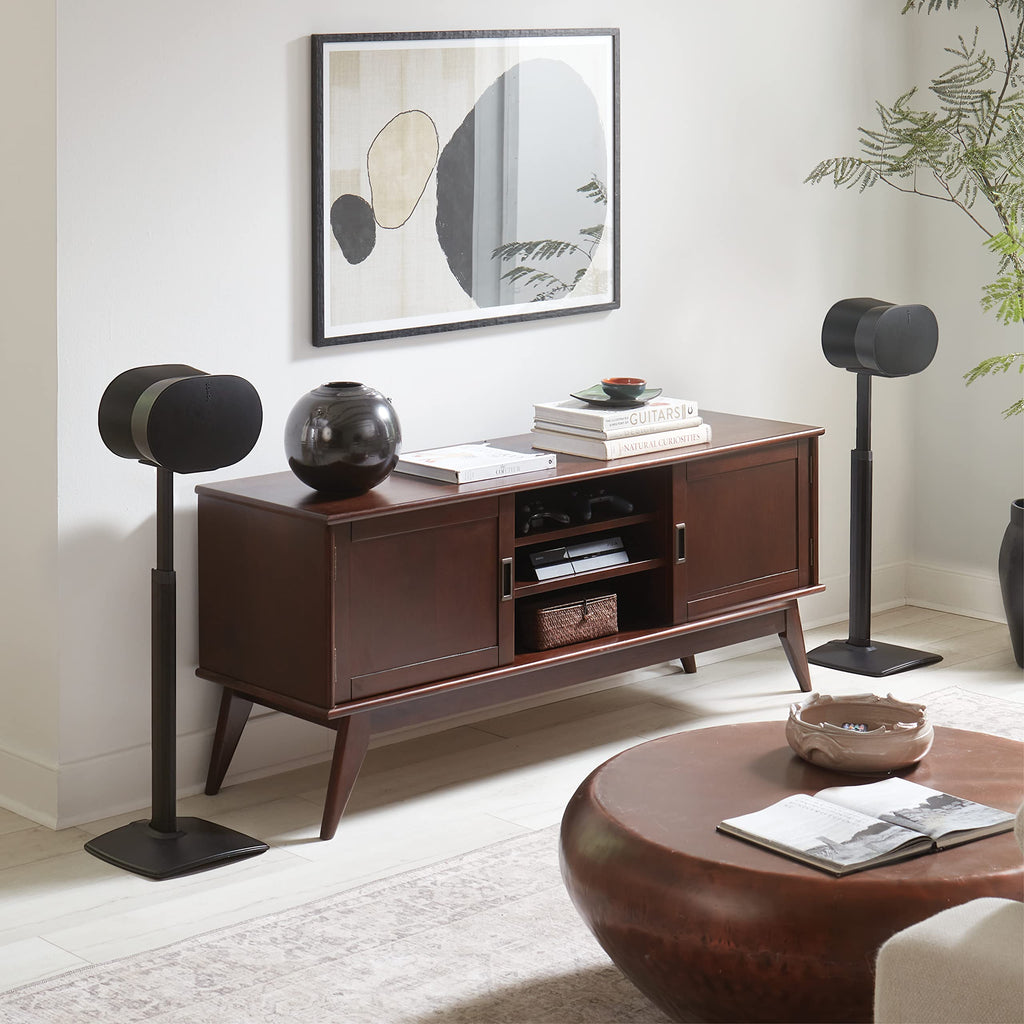 Sanus Height Adjustable Speaker Stand for Sonos Era 300 - 17" - Black - Custom Fit - Polished - Durable Steel & Extruded Aluminum - OSSE300A2-B2