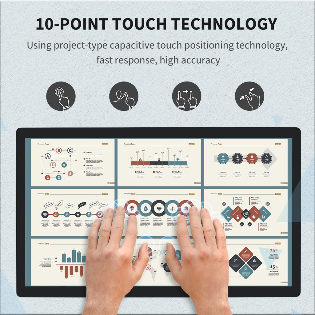 23.8 inch Touch Screen PC Monitor, Intel i7, 8GB RAM, 512G SSD, 16:9 FHD 1080P, Win-11 Pro, Smart Board for Classroom, Meeting & Game, USB, VGA & HD-MI Monitor