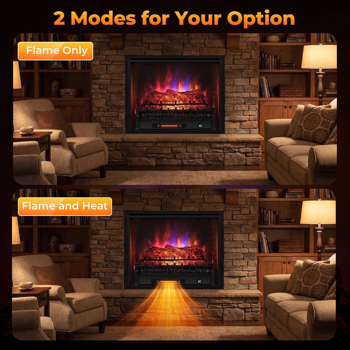 Tangkula 26" Smart Electric Fireplace, Compatible with Alexa, WiFi Enabled