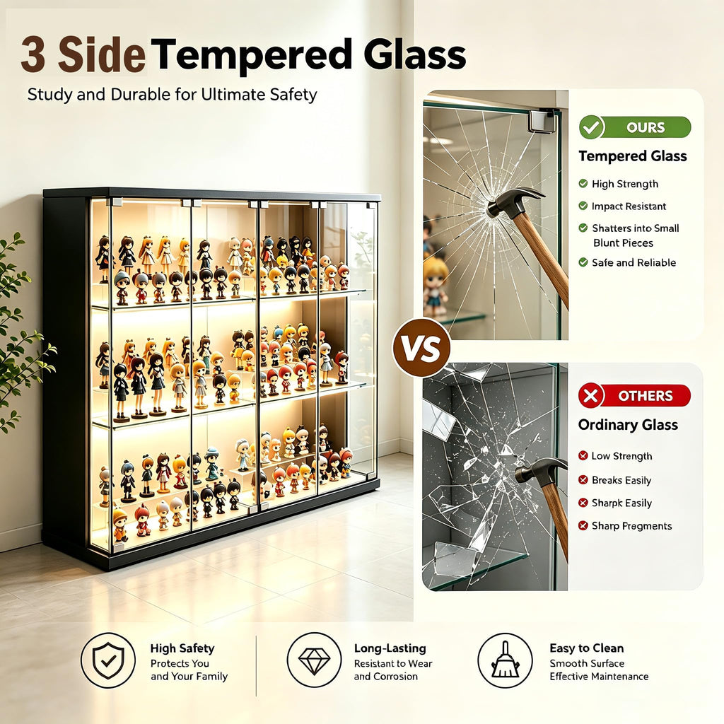 Takywep 3-Tier Display Cabinet with APP-Controlled RGB Lights