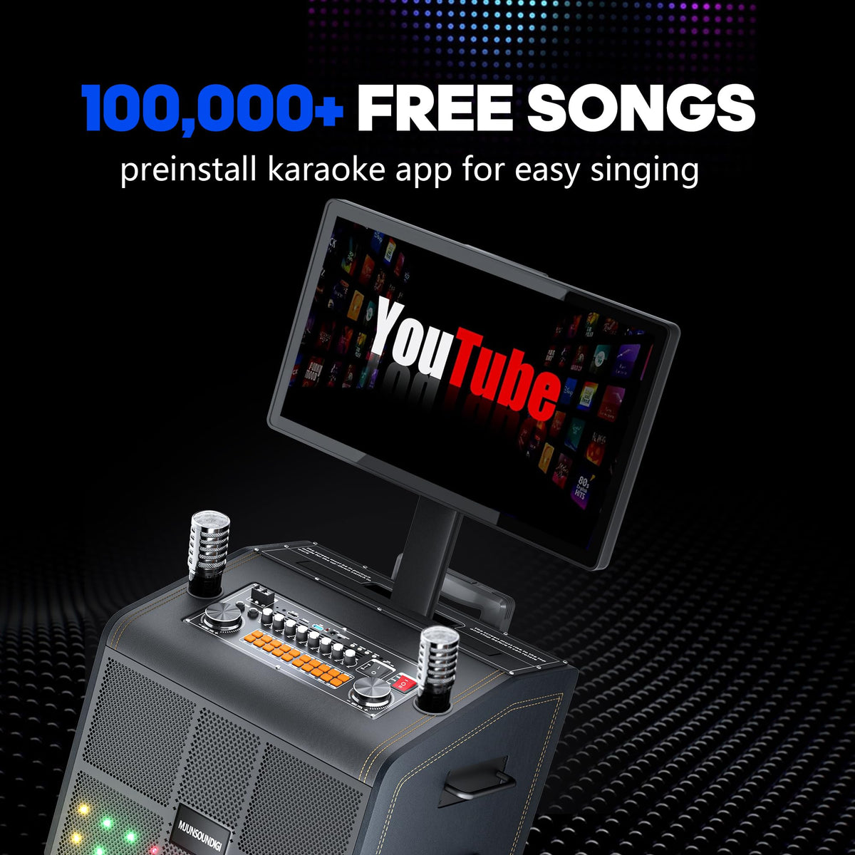 Smart Karaoke Machine for Adults, 2000W Peak, 23.8" Rotating Touchscreen