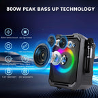 Karaoke Machine for Adults with 2 Wireless Microphones, 800W Peak Speaker