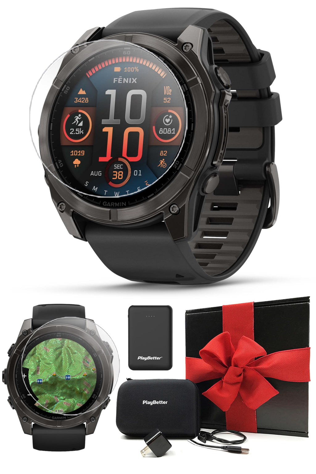Garmin Fenix 8 (Spark Orange, 47mm) AMOLED Sapphire GPS Watch Gift Box