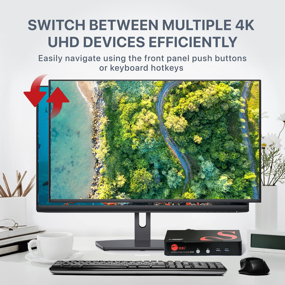 SIIG 2-Port 4K60 DisplayPort KVM, USB 3.0, TAA, CE-DP0F11-S1