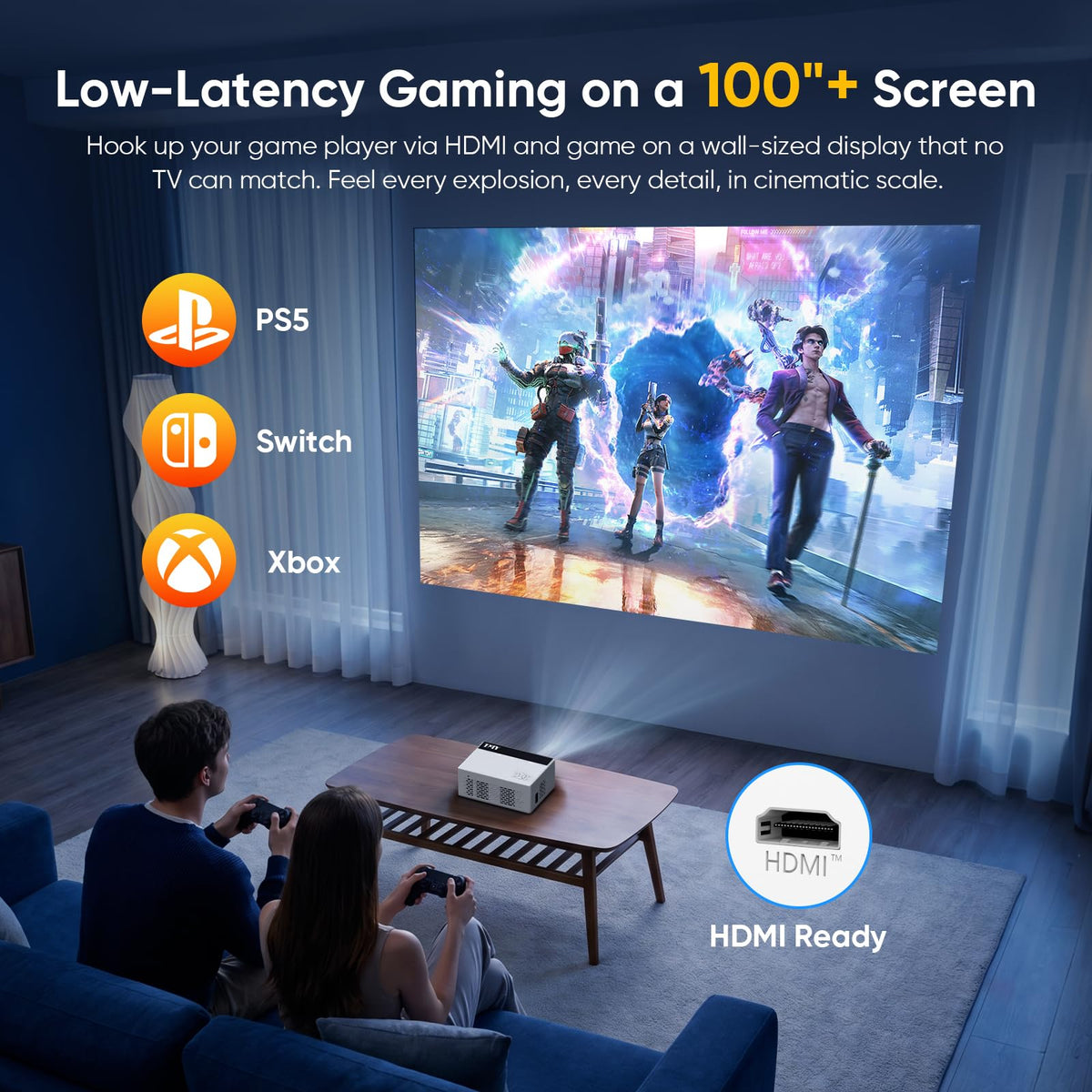 TMY Smart Projector with Google TV Built-in, Native 1080P 4K Home Theater