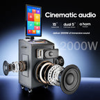 Smart Karaoke Machine for Adults, 2000W Peak, 23.8" Rotating Touchscreen