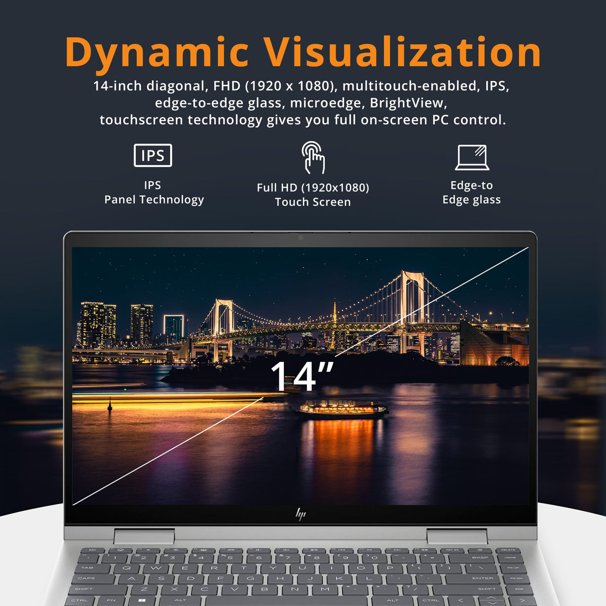 HP Envy x360 2-in-1 14" FHD Touchscreen Laptop, Intel i7-1355U, 16GB RAM, 1TB SSD, Backlit Keyboard, 5MP Camera, Fingerprint Reader, Wi-Fi 6E, Win 11, Silver
