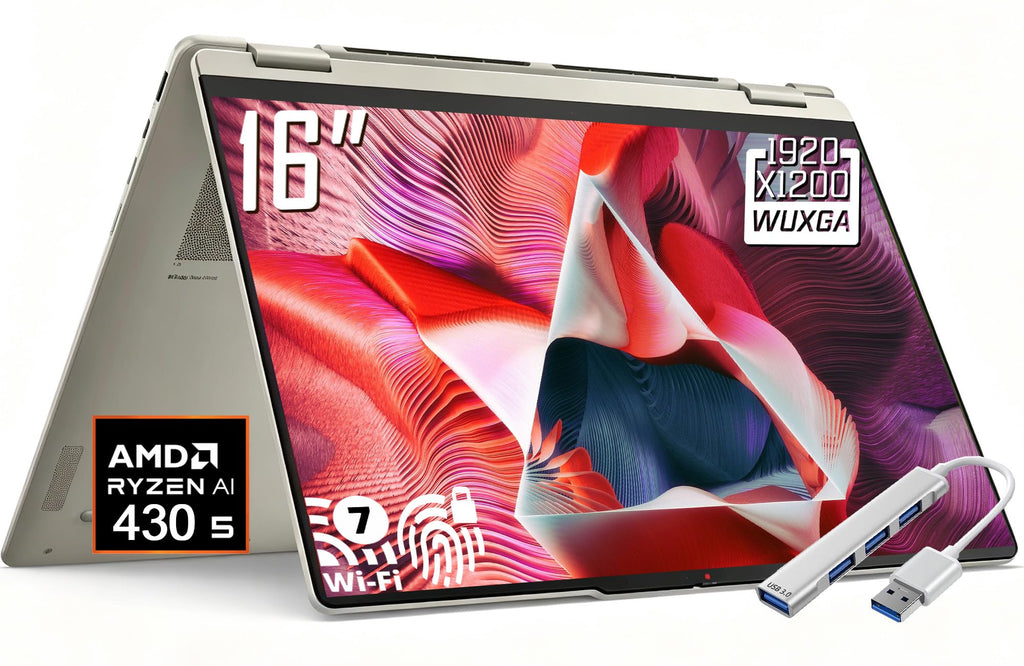 Lenovo Yoga 7a 2-in-1 Copilot+ AI PC Laptop, 16" 2K Touchscreen Display, AMD Ryzen AI 5 430, 16GB LPDDR5X, 512GB SSD, Backlit Keyboard, Fingerprint Reader, Windows 11 Home, w/Res Hub
