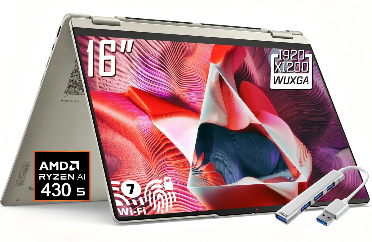 Lenovo Yoga 7a 2-in-1 Copilot+ AI PC Laptop, 16" 2K Touchscreen Display, AMD Ryzen AI 5 430, 16GB LPDDR5X, 2TB SSD, Backlit Keyboard, Fingerprint Reader, Windows 11 Home, w/Res Hub