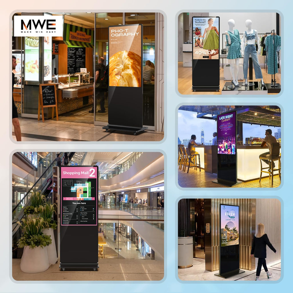 MWE 55 Inch 4K Touchscreen Kiosk, Indoor Floor Standing Digital Signage Displays, Advertising Display LCD Totem, Interactive Display Poster Android System with Auto Media Player