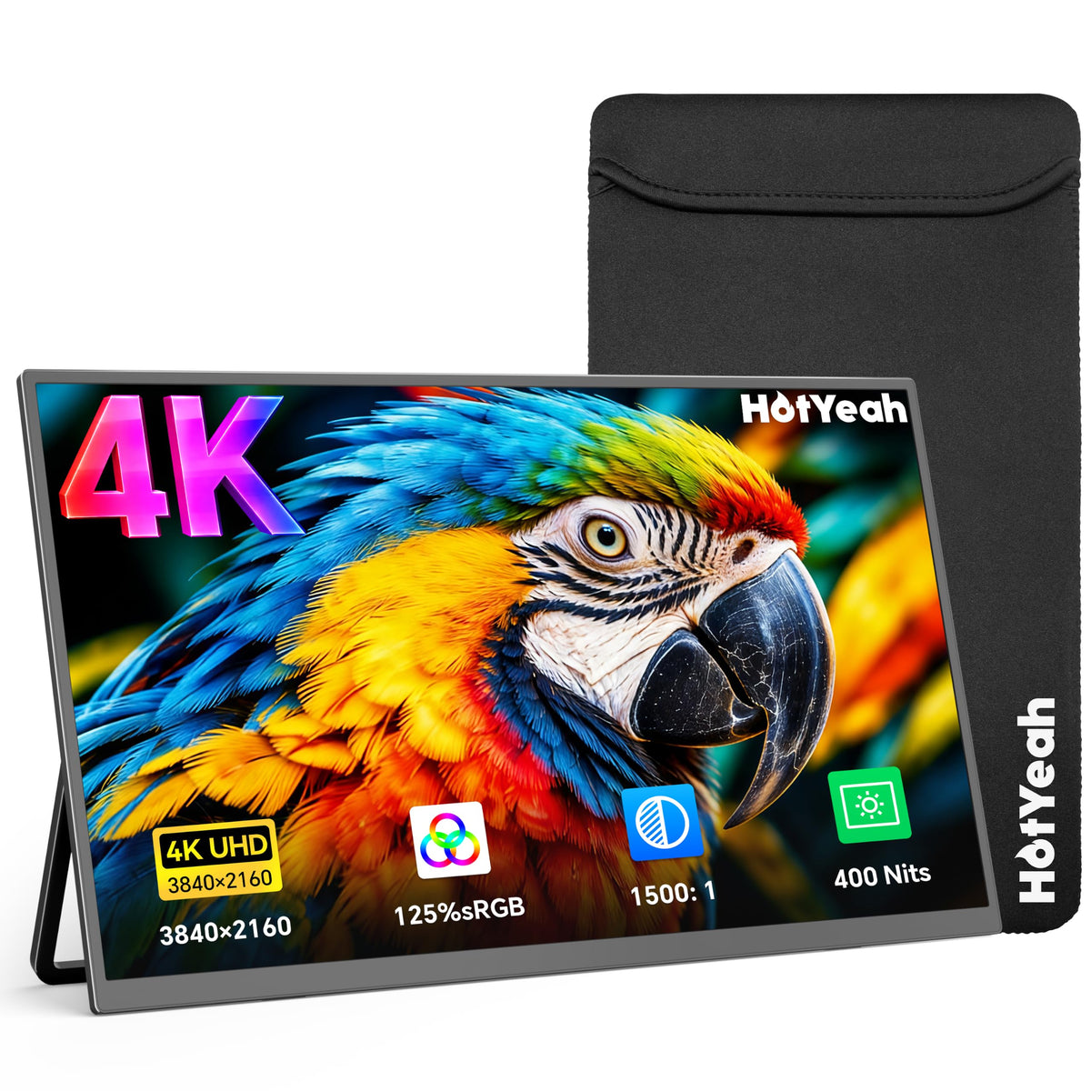HotYeah 16" 2.5K 144Hz Portable Gaming Monitor, 2560x1600 QHD 125% sRGB