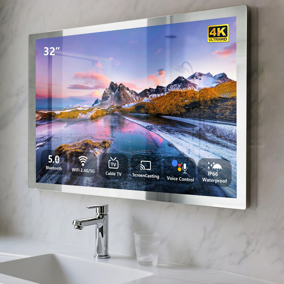 32 inches Smart Android Bathroom Magic Mirror Tv (Black)