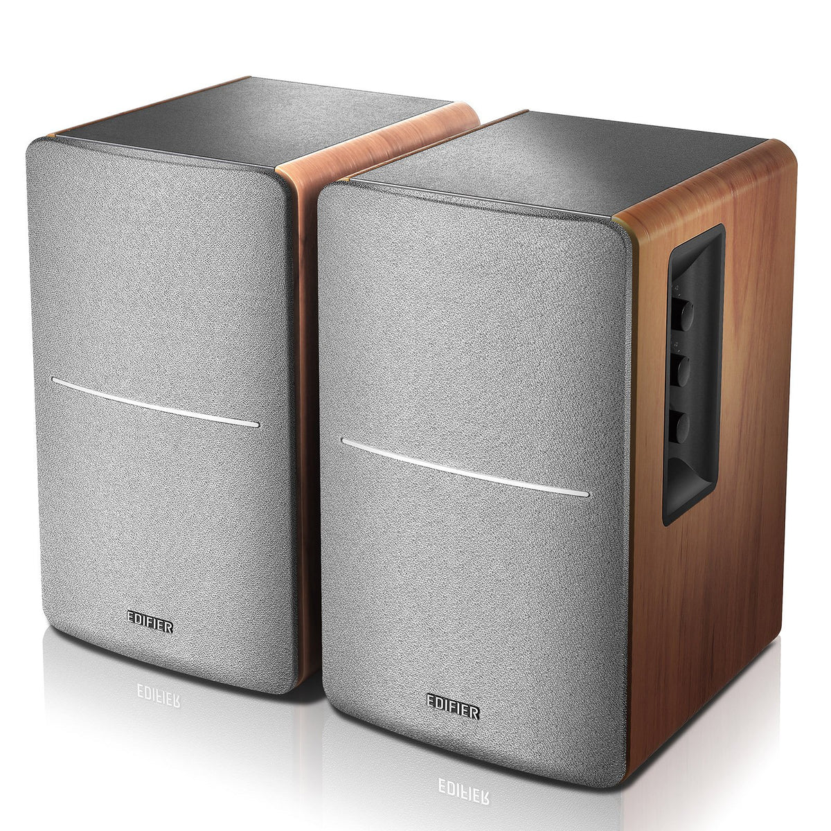 Edifier R1280DB Powered Bluetooth Bookshelf Speakers - Optical Input - Wireless Studio Monitors - 4 Inch Near Field Speaker - 42w RMS - Wood Grain