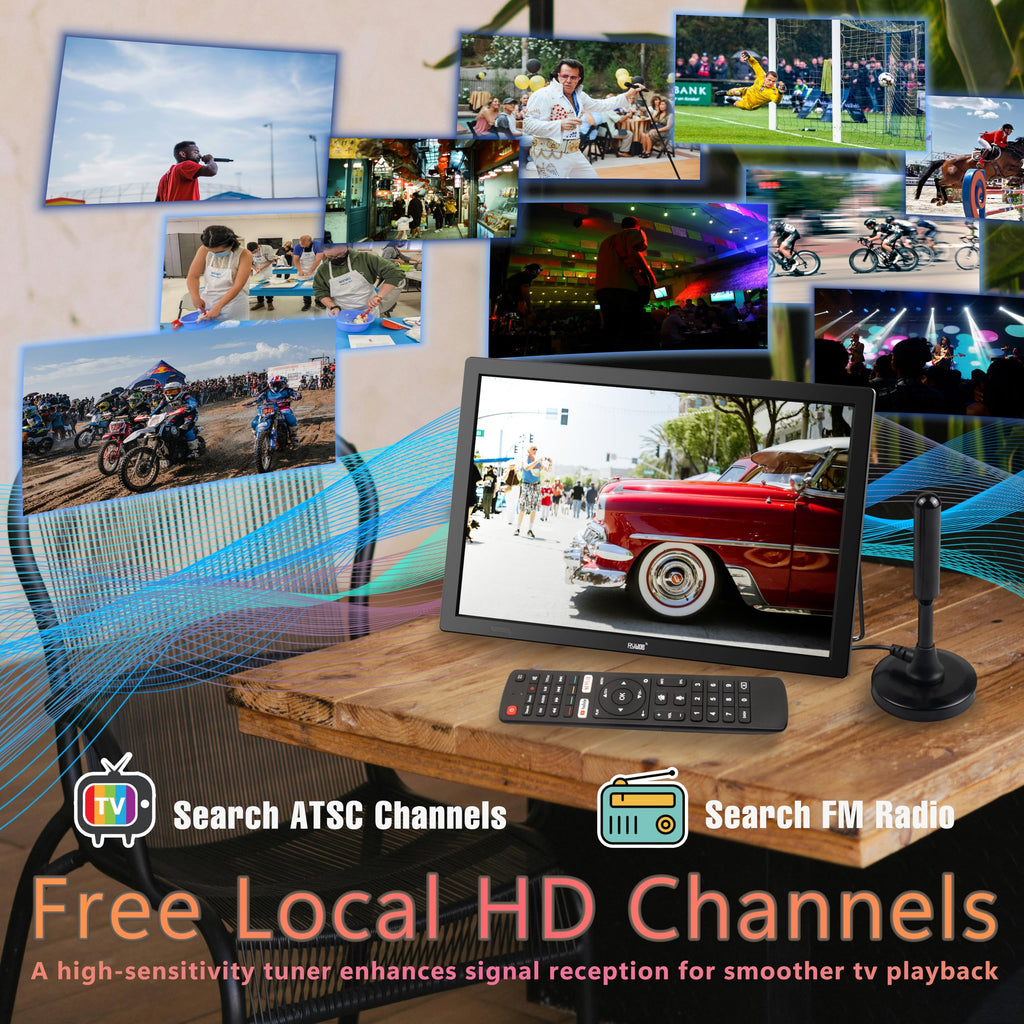 14" Small Smart TV,4000mAh Rechargeable Battery TV for Camping